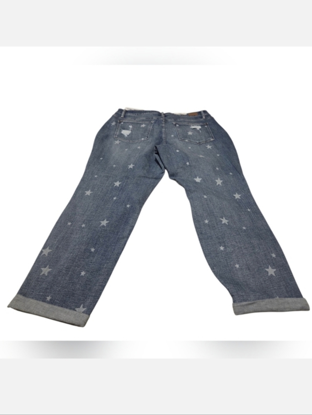 Women’s 18W Star Crossed Distressed Mid-Rise Boyfriend Rolled Hem Jeans - Picture 6 of 6